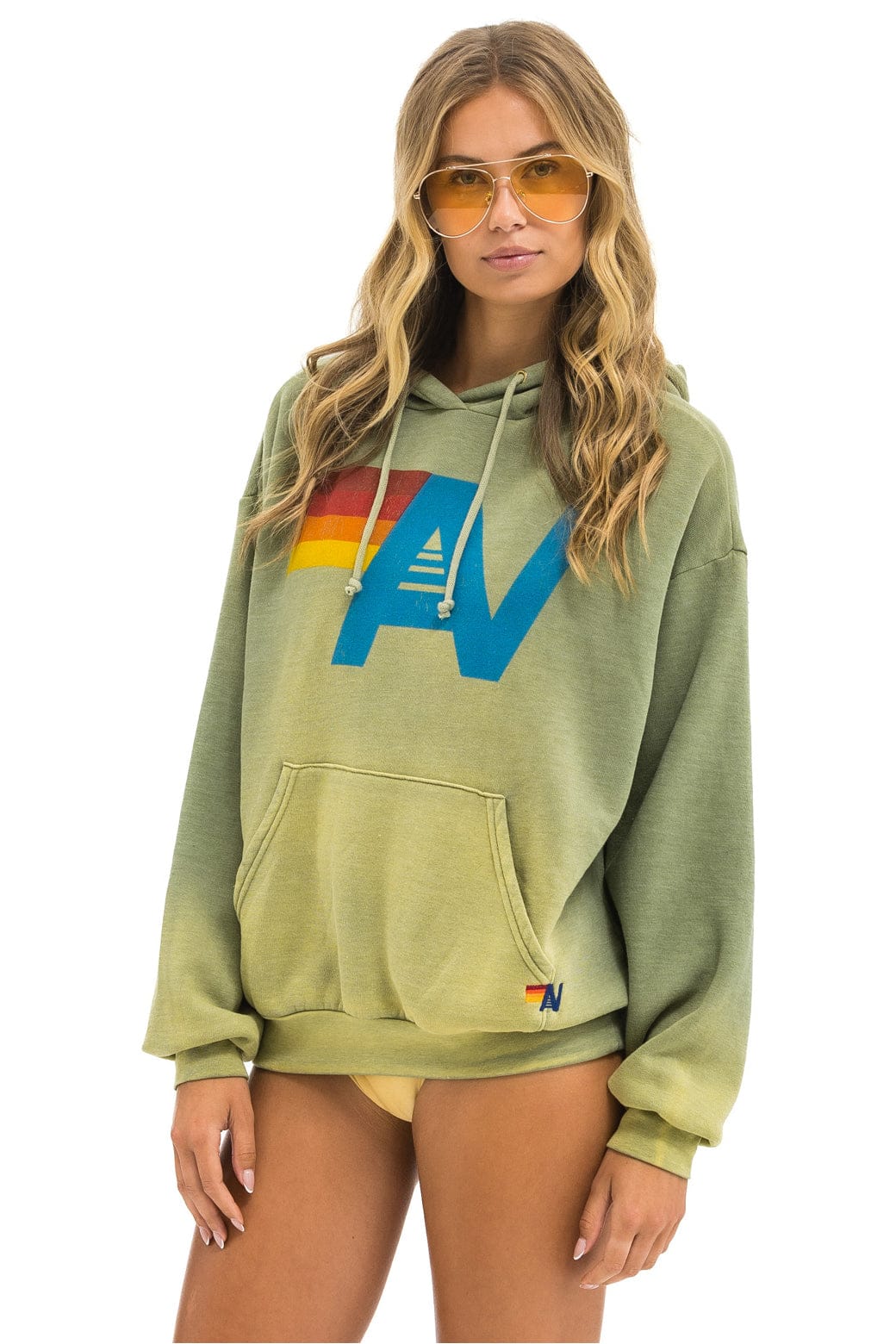 Retro VINTAGE LOGO RELAXED PULLOVER HOODIE - FADED ARMY