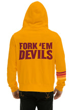 Retro ASU FORK EM DEVILS ZIP HOODIE - GOLD