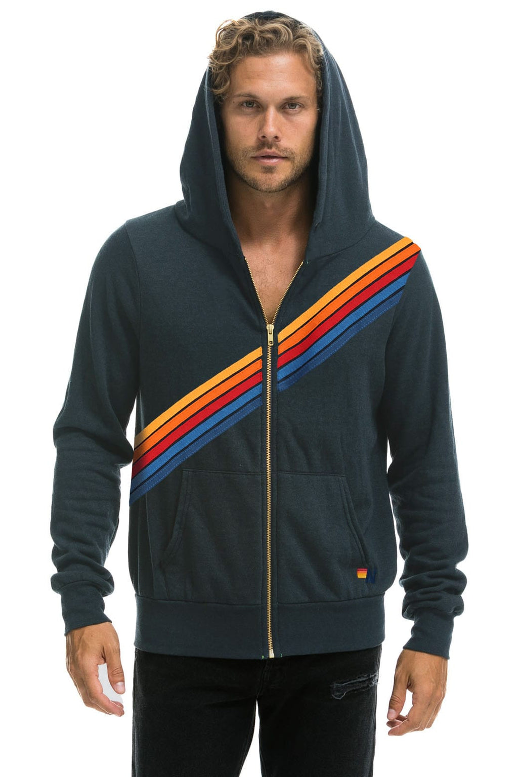 Retro DISCO ZIP HOODIE - CHARCOAL