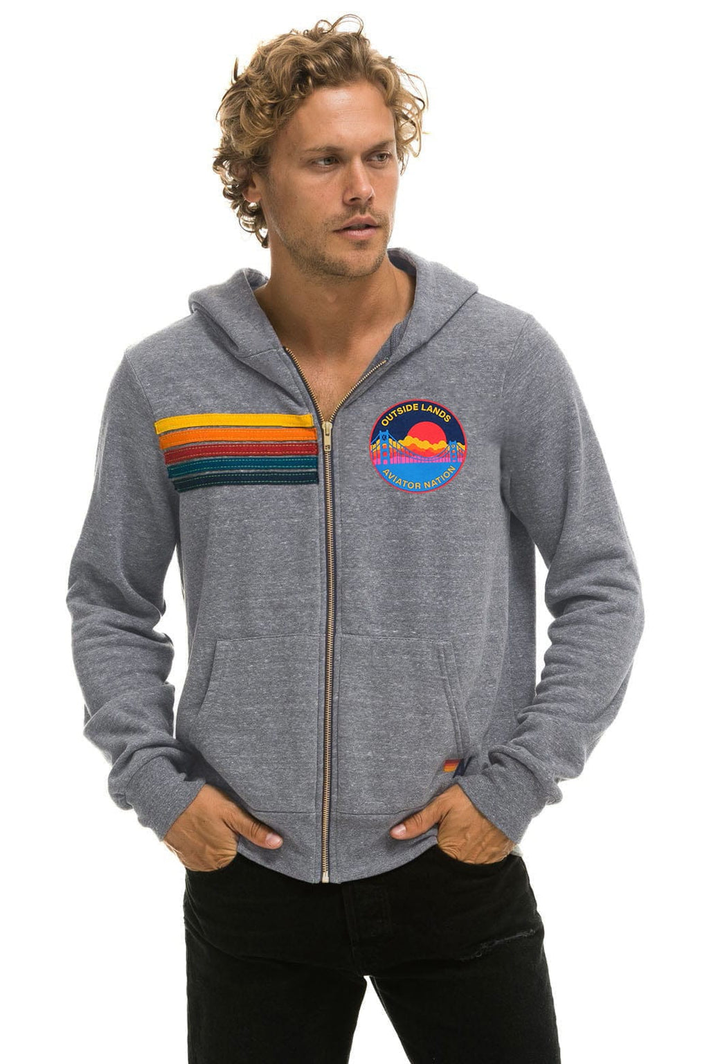 Retro OUTSIDE LANDS 2026 ZIP HOODIE - HEATHER GREY