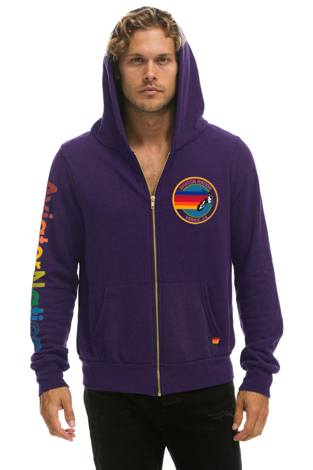 Retro AVIATOR NATION VENICE HOODIE - DEEP PURPLE
