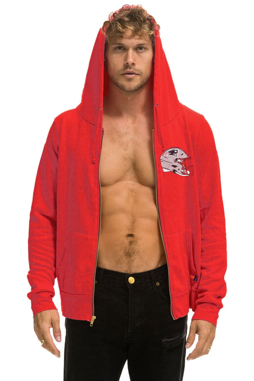Retro NEW ENGLAND PATRIOTS HELMET ZIP HOODIE - FLASH RED