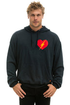Retro BOLT HEART PULLOVER RELAXED HOODIE - CHARCOAL