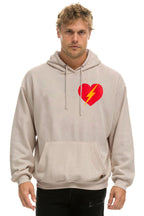 Retro BOLT HEART PULLOVER RELAXED HOODIE - SAND