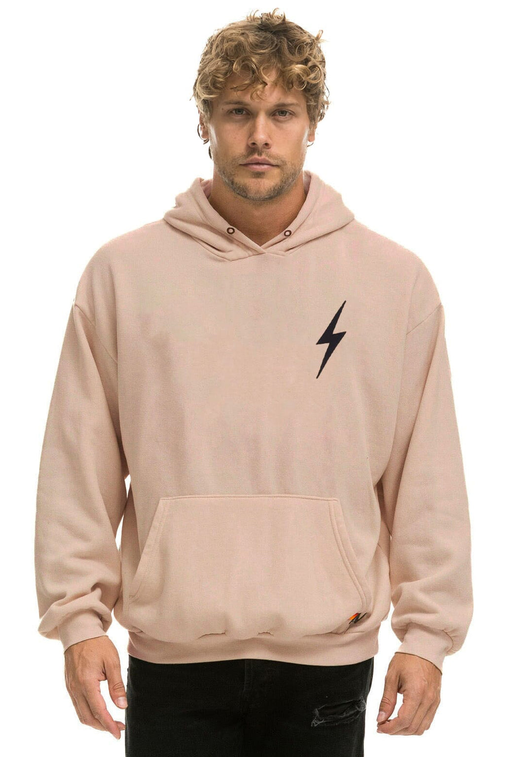 Retro BOLT STITCH RELAXED PULLOVER HOODIE - SAND