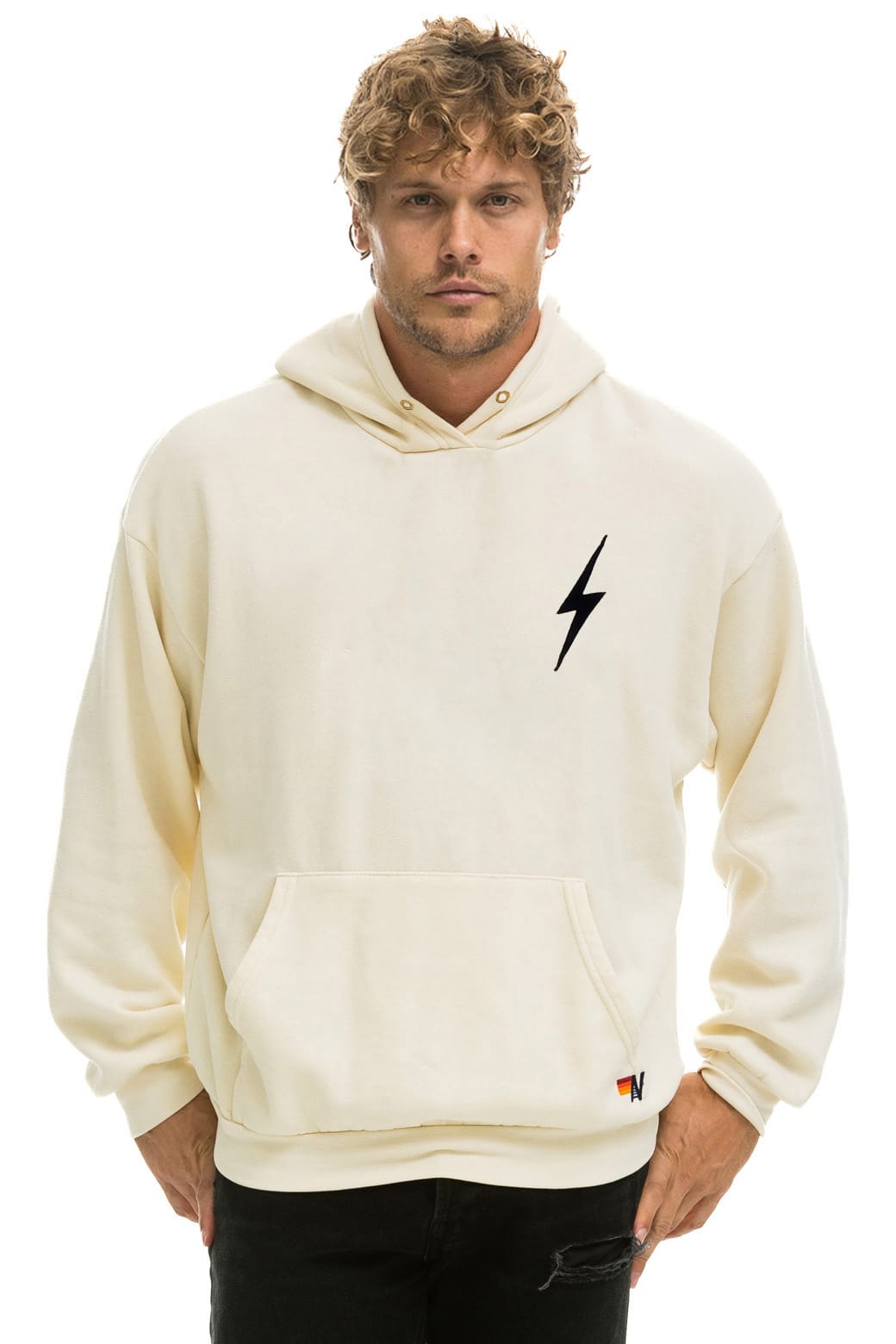 Retro BOLT STITCH RELAXED PULLOVER HOODIE - VINTAGE WHITE