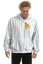 Retro LOS ANGELES DODGERS PINSTRIPE 2026 RELAXED PULLOVER HOODIE - WHITE BLUE
