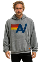 Retro LOGO PULLOVER RELAXED HOODIE - HEATHER GREY