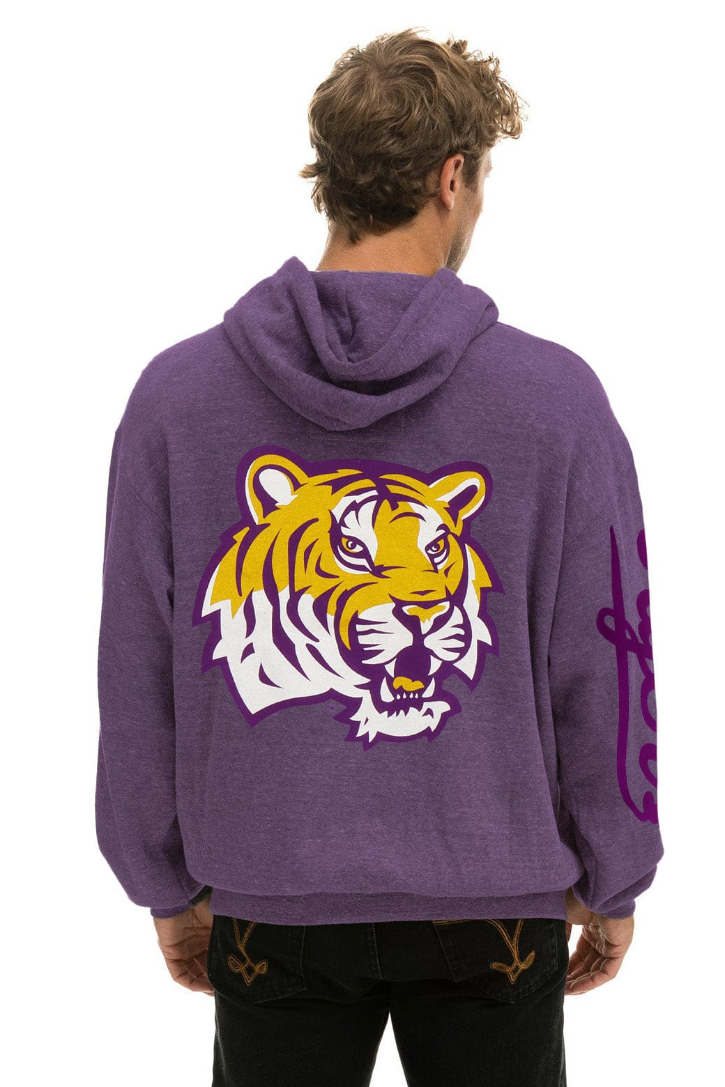 Retro LSU TIGER RELAXED PULLOVER HOODIE - GRAPE