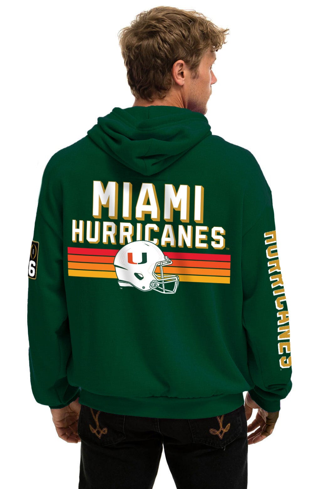 Retro UNIVERSITY OF MIAMI CFP CHAMPIONS 2026 RELAXED PULLOVER HOODIE - MIAMI GREEN