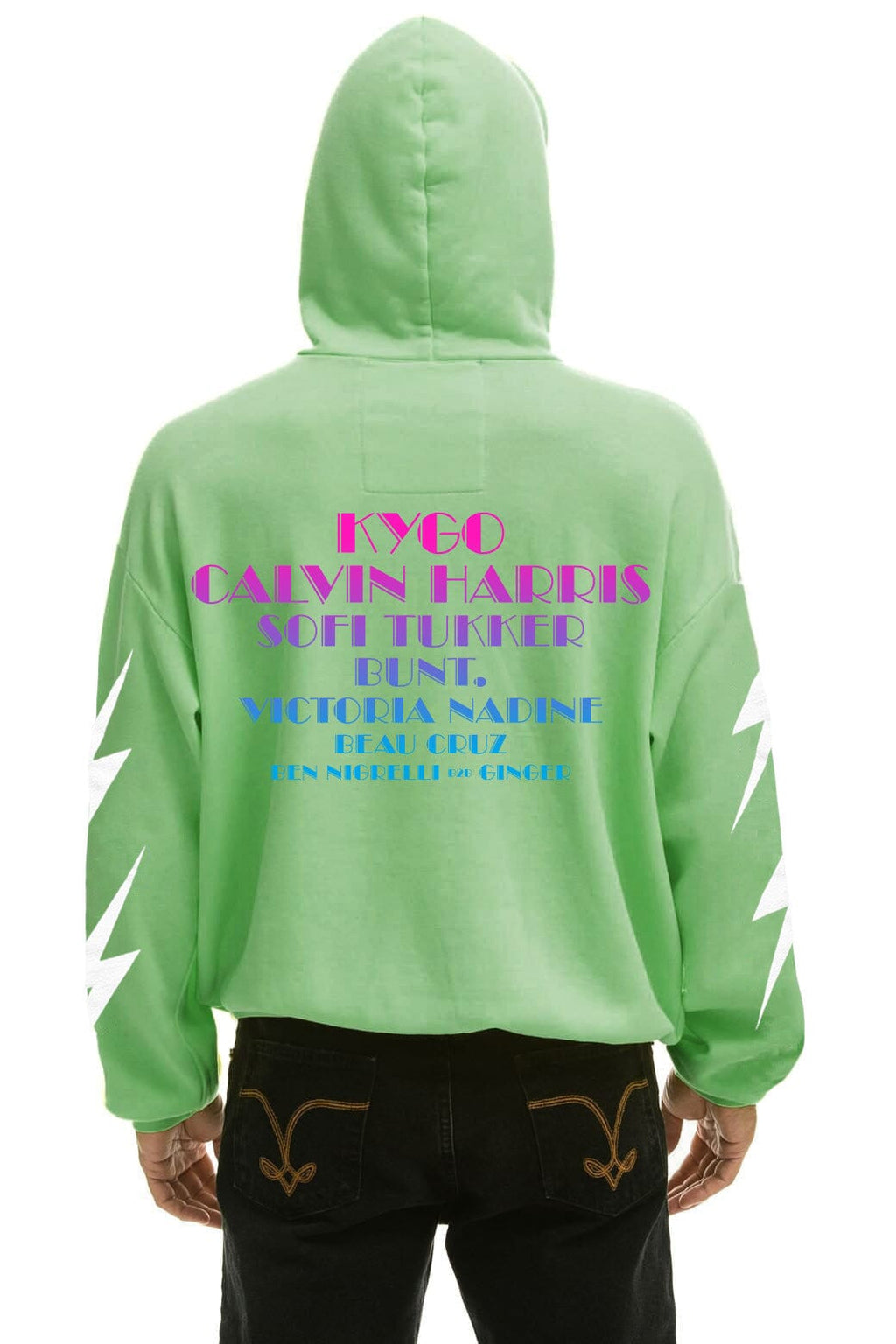 Retro PALM TREE FEST WEST PALM 2026 PULLOVER HOODIE RELAXED - NEON MINT