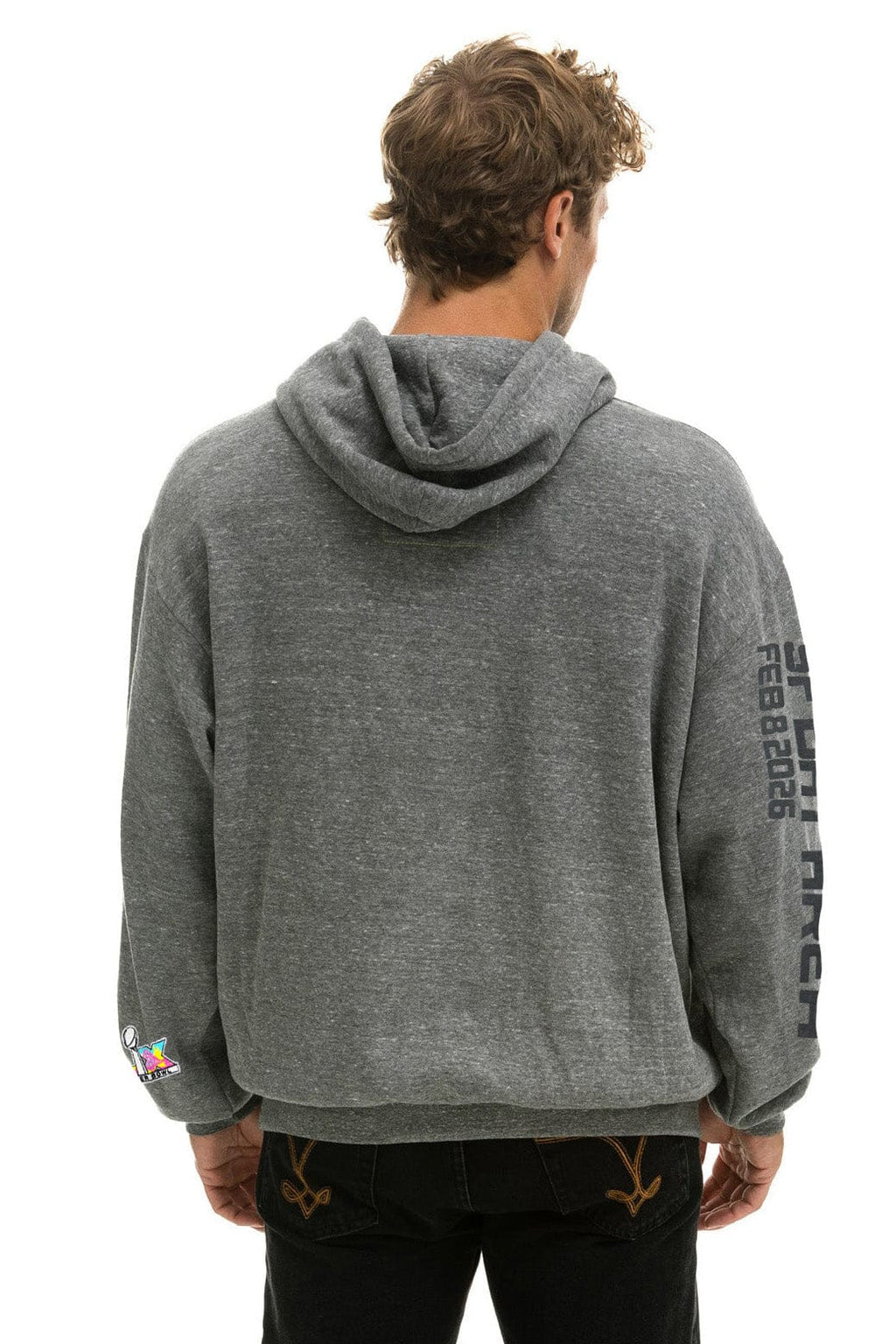 Retro SUPER BOWL 2026 RELAXED PULLOVER HOODIE - HEATHER GREY