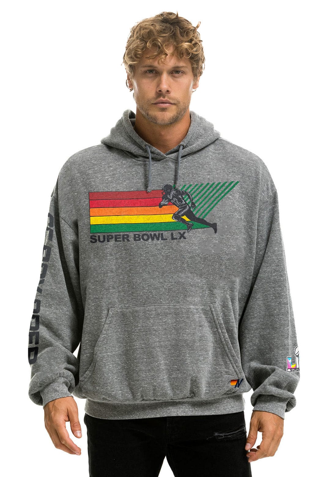 Retro SUPER BOWL 2026 RELAXED PULLOVER HOODIE - HEATHER GREY