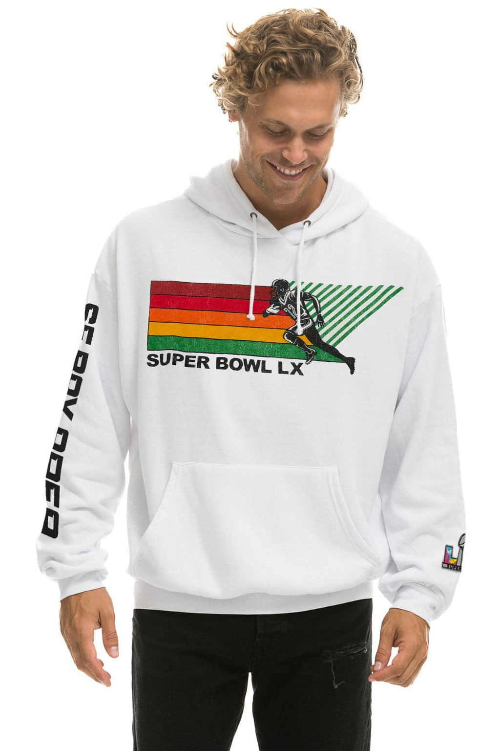 Retro SUPER BOWL 2026 RELAXED PULLOVER HOODIE - WHITE