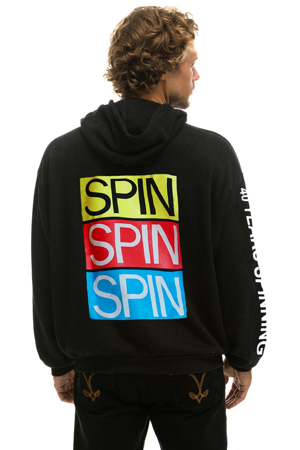 Retro SPIN MAGAZINE 2025 PULLOVER HOODIE RELAXED - BLACK