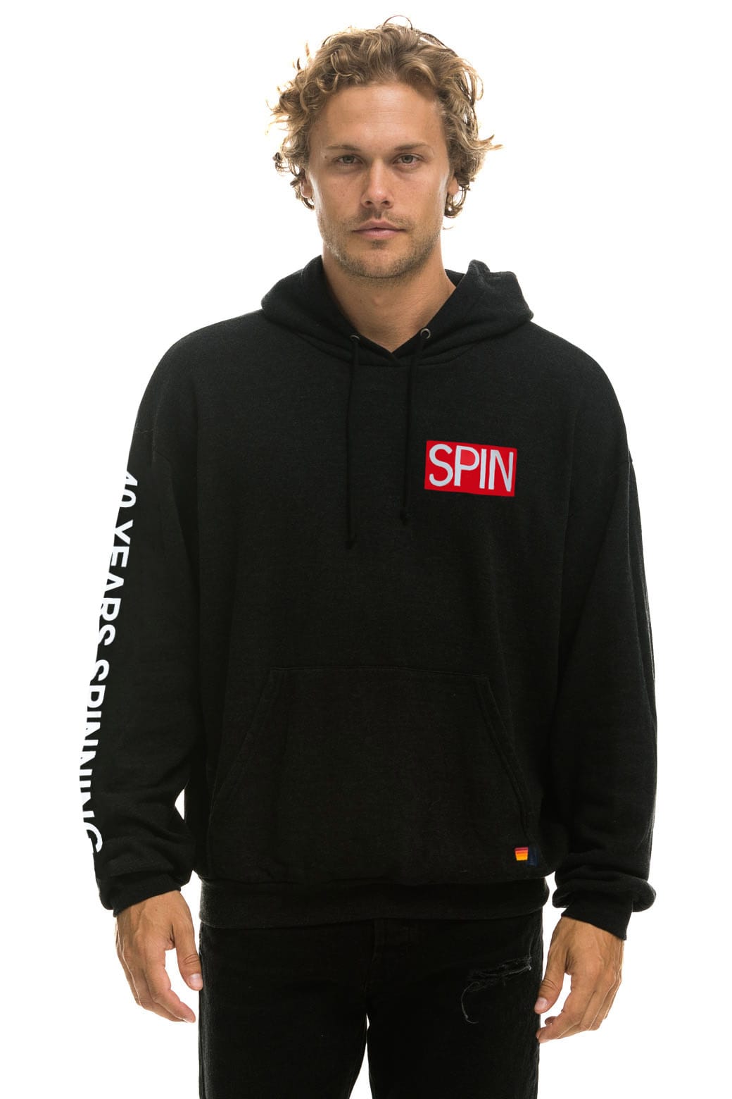 Retro SPIN MAGAZINE 2025 PULLOVER HOODIE RELAXED - BLACK