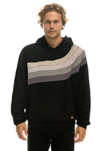 Retro WAVE STRIPE 4 PULLOVER HOODIE RELAXED - BLACK CHARCOAL