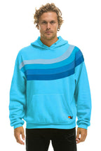 Retro WAVE STRIPE 4 PULLOVER HOODIE RELAXED - NEON BLUE NEON BLUE