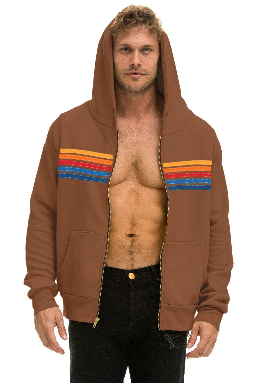 Retro 5 STRIPE HOODIE - CINNAMON