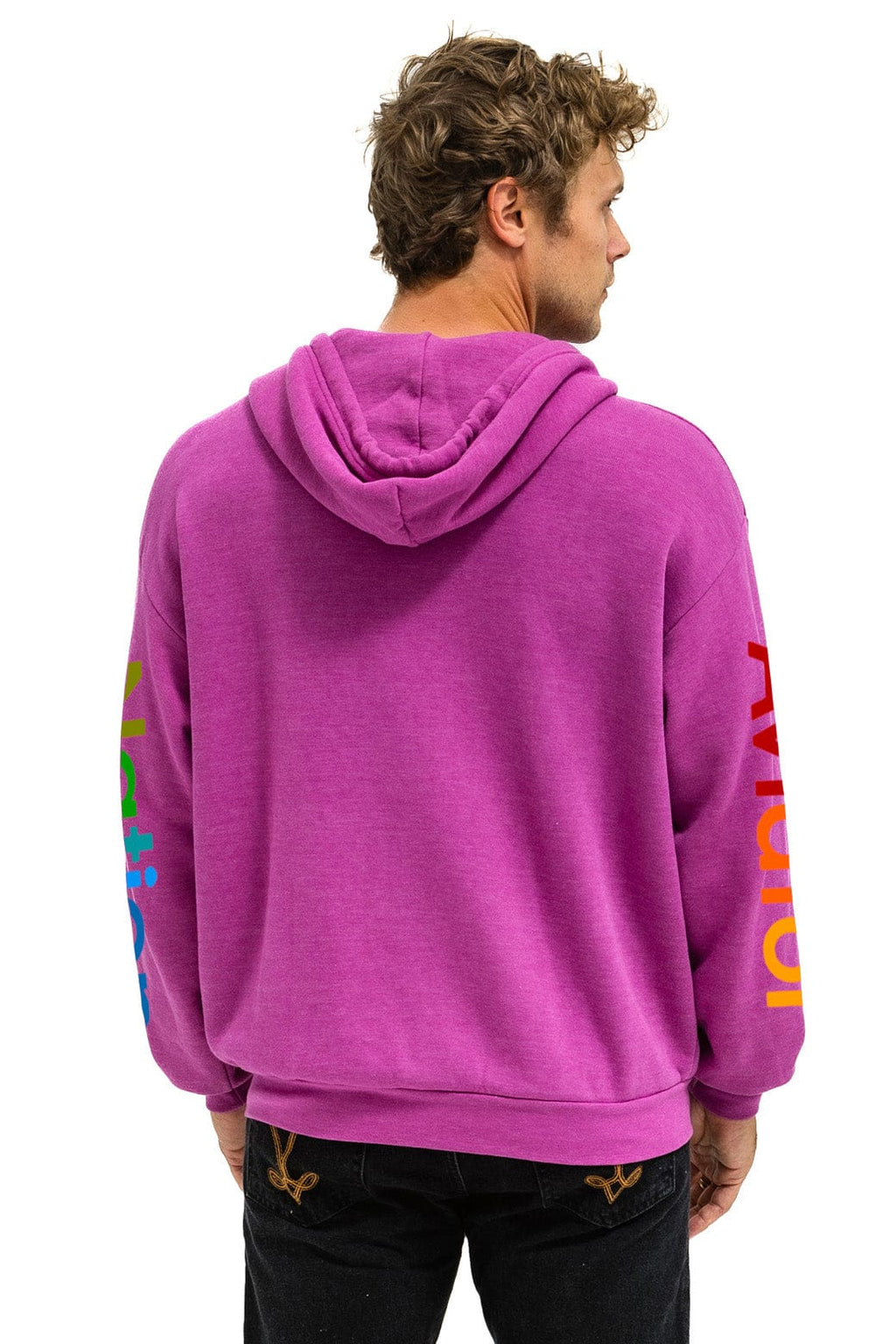 Retro AVIATOR NATION HAMPTONS RELAXED ZIP HOODIE - MAGENTA
