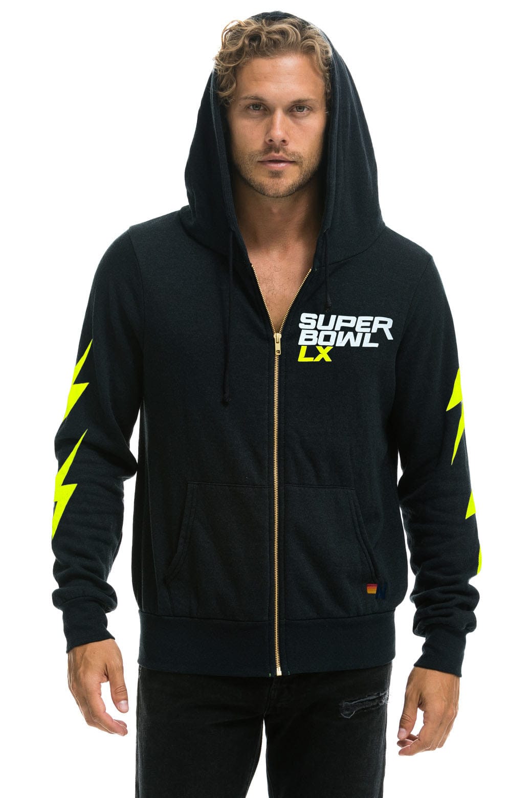 Retro SUPER BOWL 2026 BOLT ZIP HOODIE - CHARCOAL