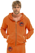 Retro UNIVERSITY OF TEXAS CIRCLE PRINT ZIP HOODIE - BURNT ORANGE