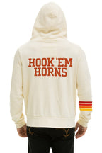 Retro UNIVERSITY OF TEXAS CIRCLE HOOK EM ZIP HOODIE - VINTAGE WHITE
