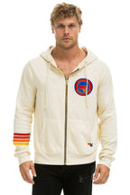 Retro UNIVERSITY OF TEXAS CIRCLE HOOK EM ZIP HOODIE - VINTAGE WHITE