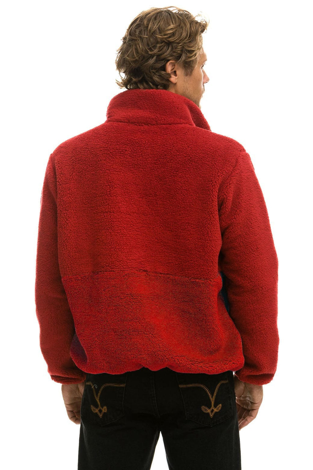 Retro TEDDY UNISEX HALF ZIP JACKET - CHERRY