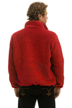 Retro TEDDY UNISEX HALF ZIP JACKET - CHERRY