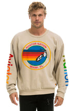 Retro AVIATOR NATION MIAMI RELAXED CREW SWEATSHIRT - SAND