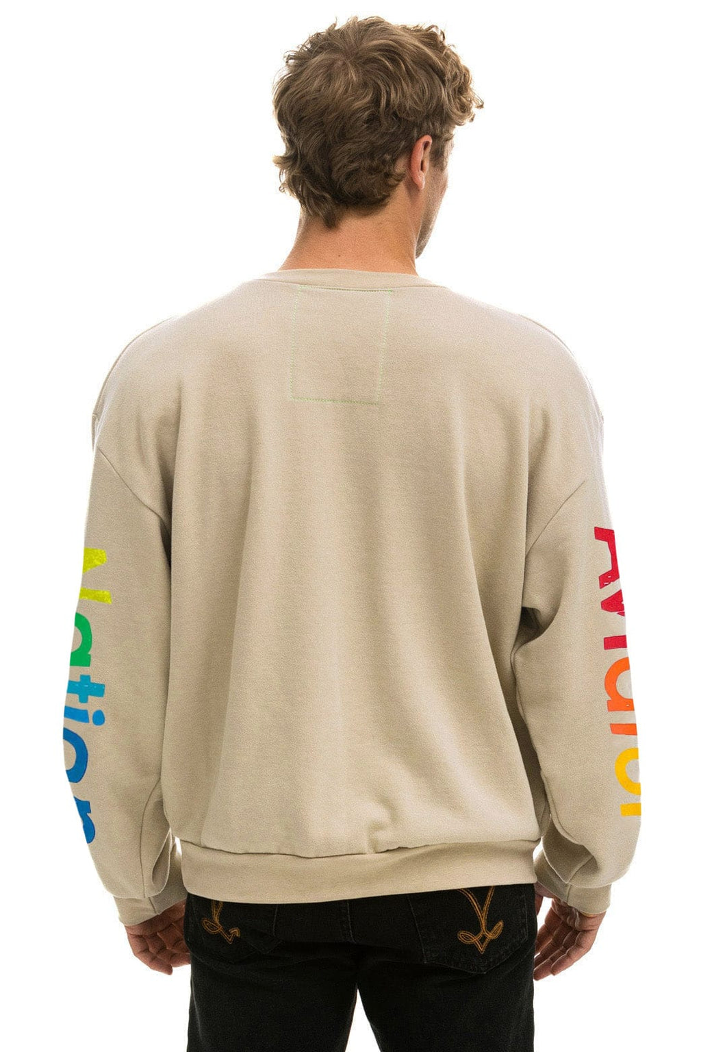 Retro AVIATOR NATION RELAXED VENICE CREW SWEATSHIRT - SAND