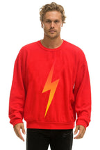 Retro BOLT FADE RELAXED CREW SWEATSHIRT - RED RED YELLOW