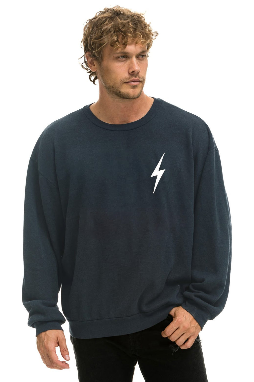 Retro BOLT STITCH RELAXED CREW SWEATSHIRT - CHARCOAL