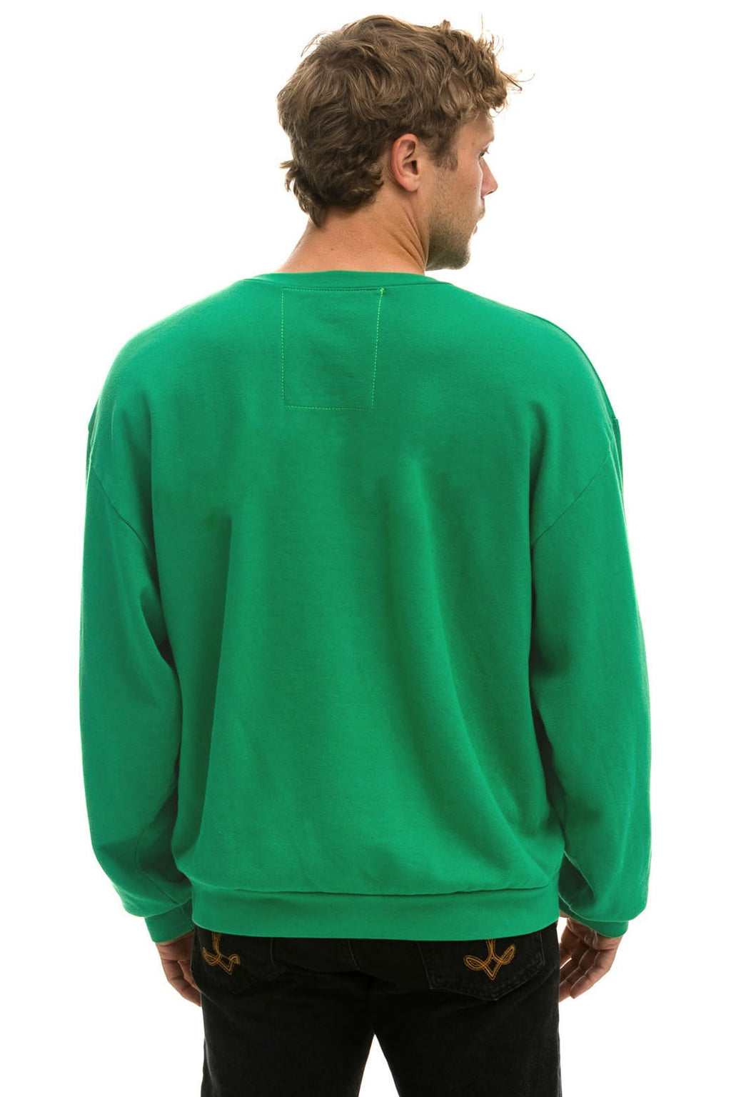 Retro BOLT STITCH RELAXED CREW SWEATSHIRT - KELLY GREEN WHITE