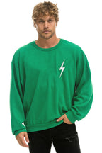 Retro BOLT STITCH RELAXED CREW SWEATSHIRT - KELLY GREEN WHITE