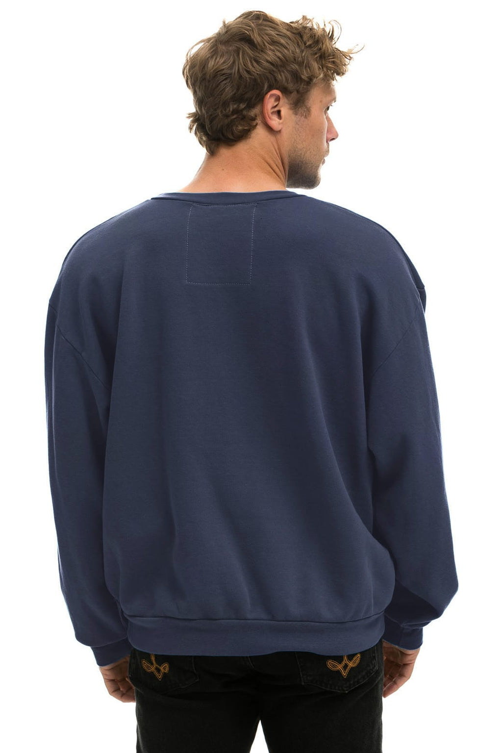 Retro BOLT STITCH RELAXED CREW SWEATSHIRT - NAVY WHITE