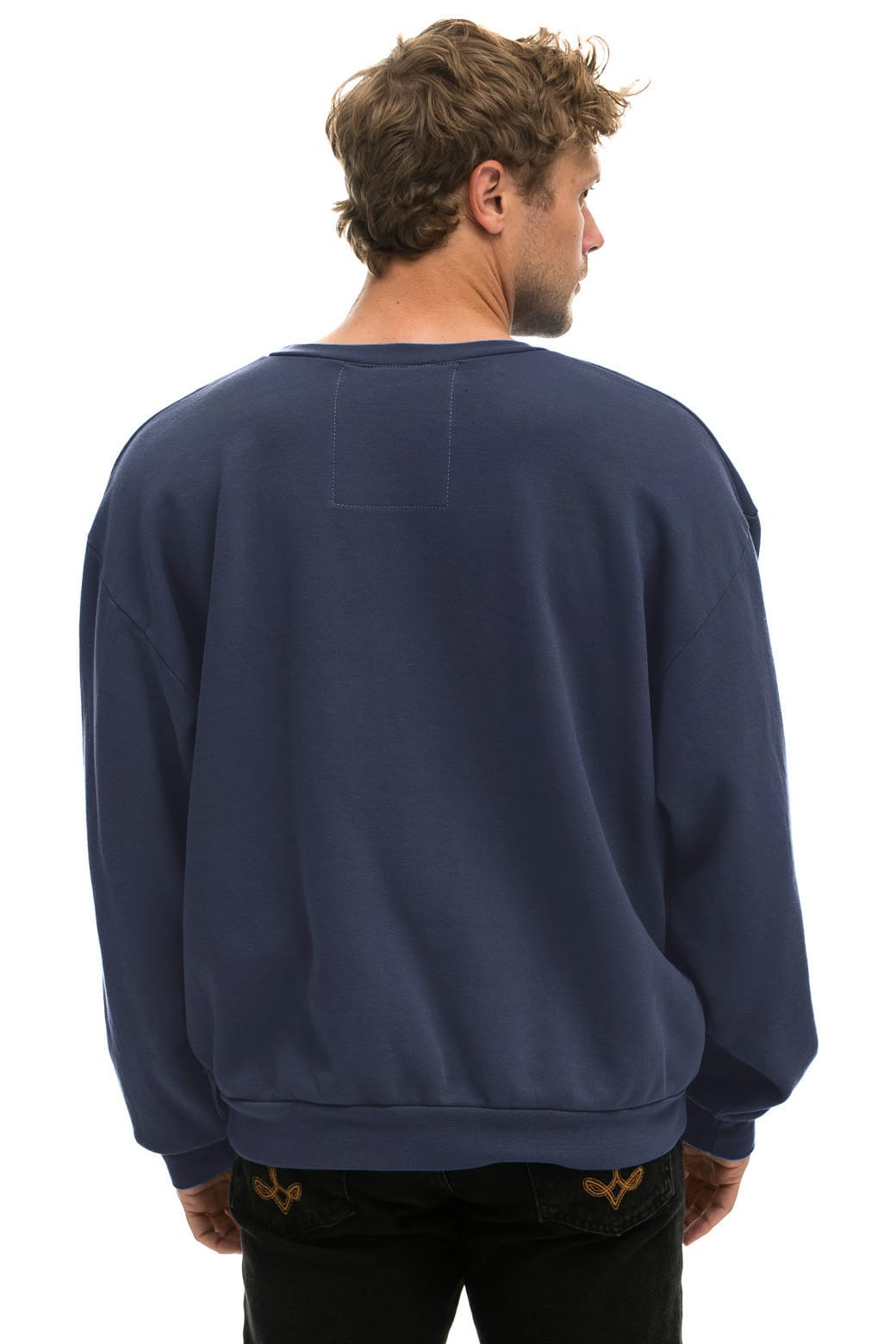 Retro BOLT STITCH RELAXED CREW SWEATSHIRT - NAVY WHITE
