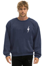 Retro BOLT STITCH RELAXED CREW SWEATSHIRT - NAVY WHITE