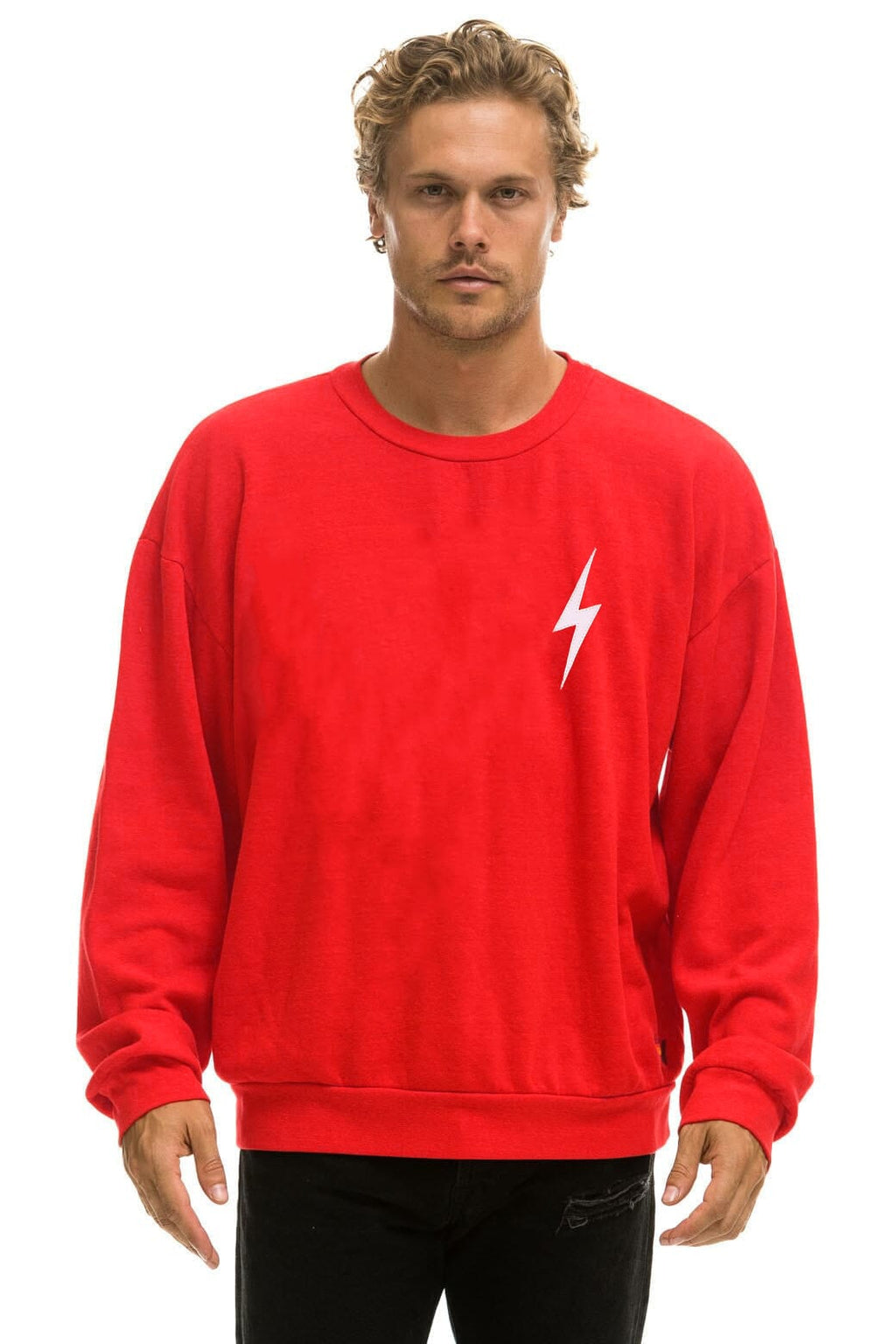 Retro BOLT STITCH RELAXED CREW SWEATSHIRT - RED WHITE