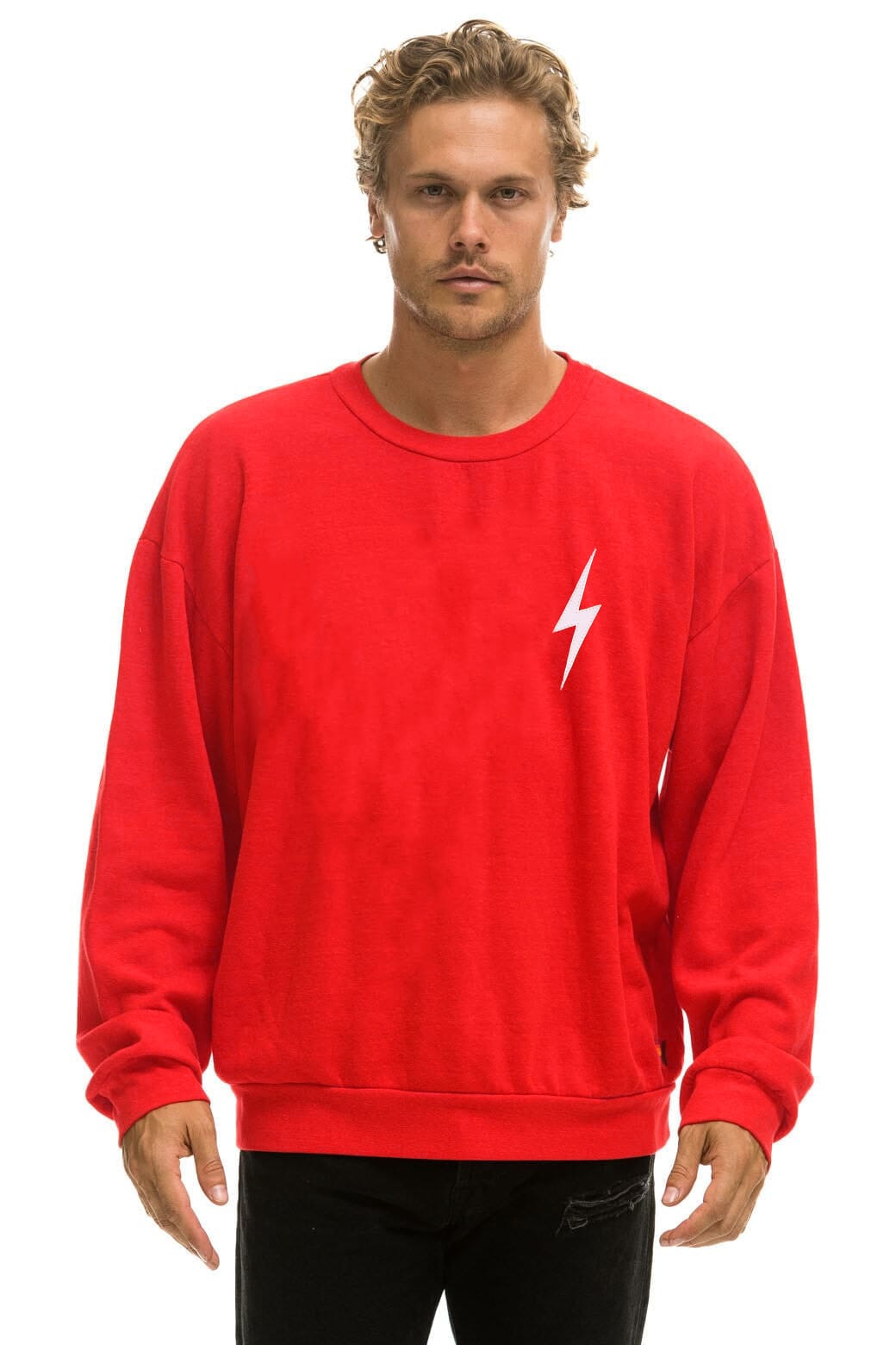 Retro BOLT STITCH RELAXED CREW SWEATSHIRT - RED WHITE