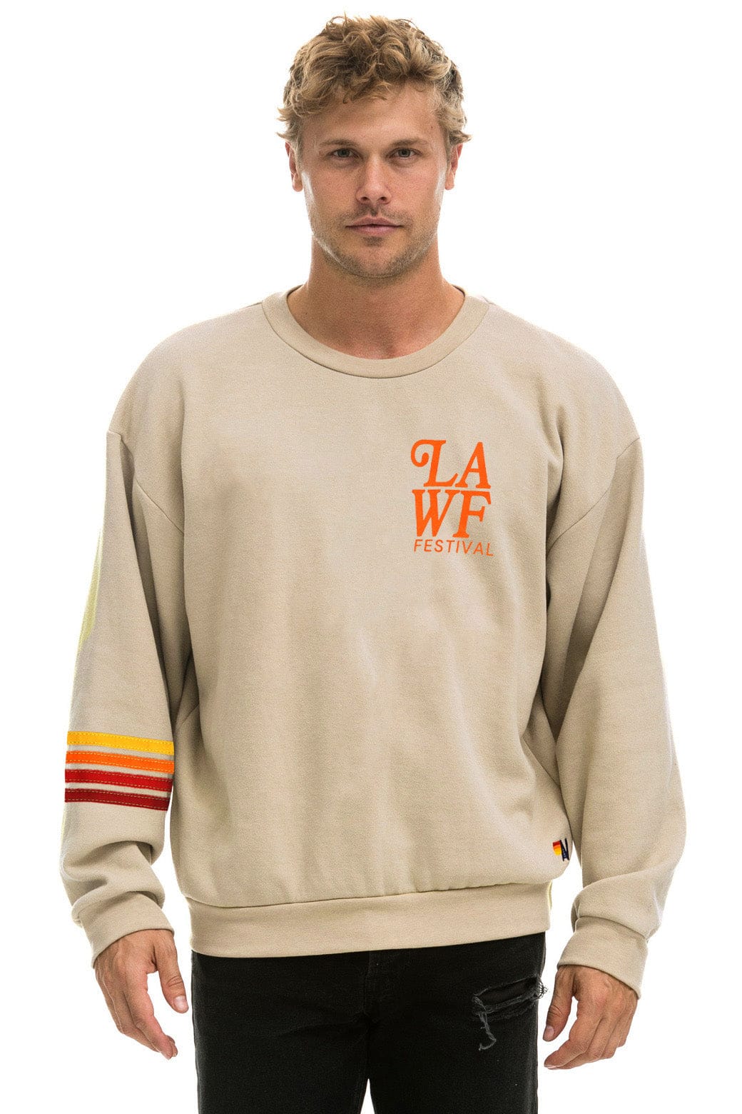 Retro LOS ANGELES WINE & FOOD 2025 CREW SWEATSHIRT RELAXED - SAND