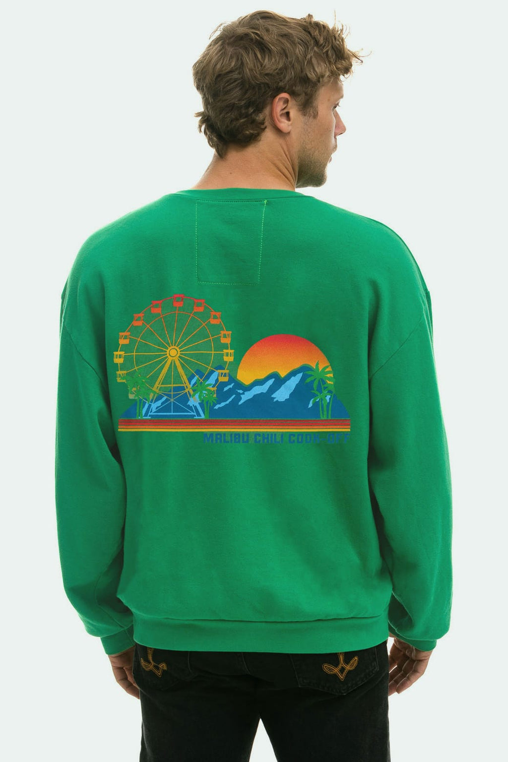 Retro MALIBU CHILI COOK-OFF 2026 RELAXED CREW SWEATSHIRT - KELLY GREEN