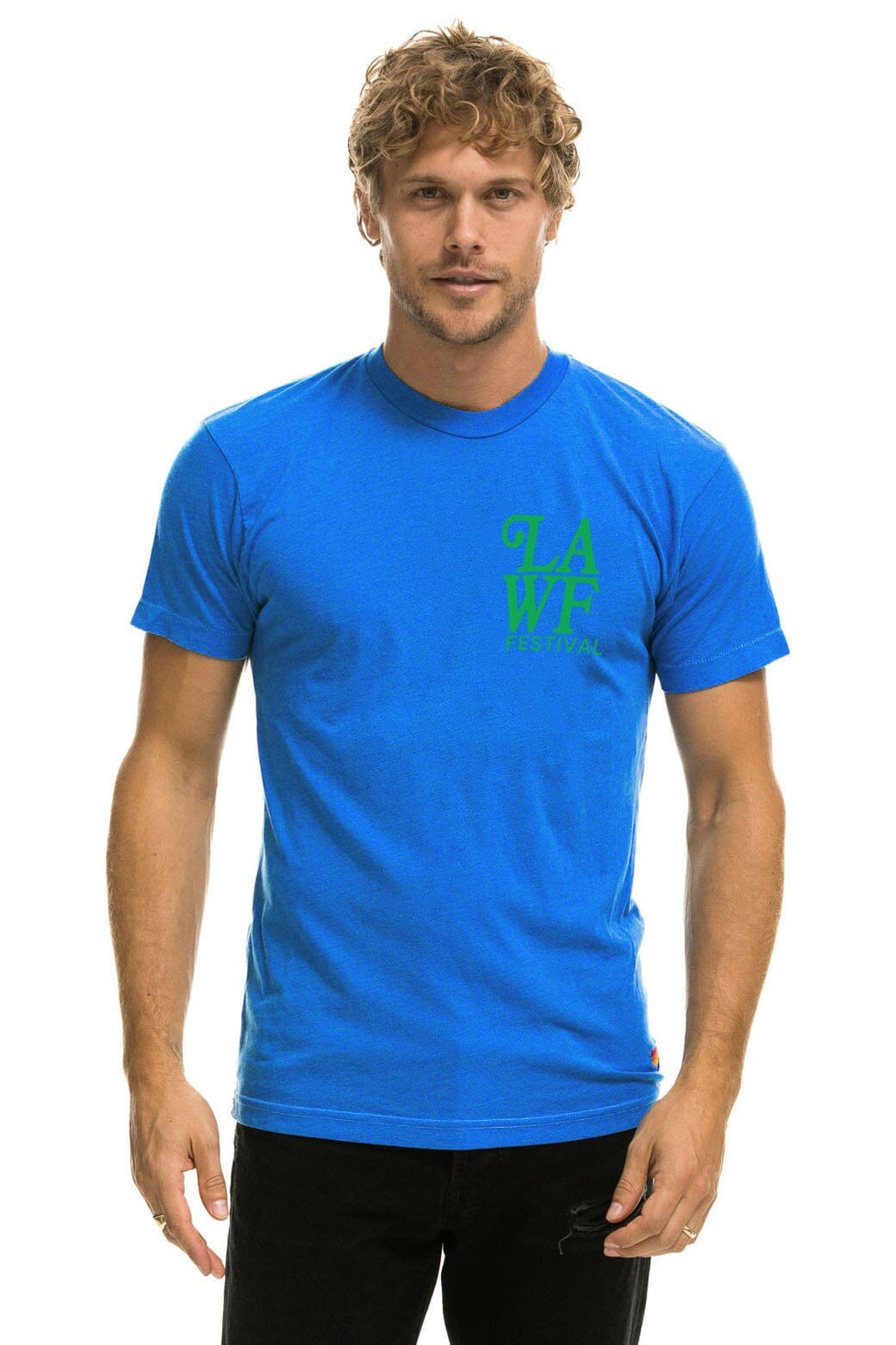 Retro LOS ANGELES WINE & FOOD 2025 CREW TEE SHIRT - ADVENTURE BLUE
