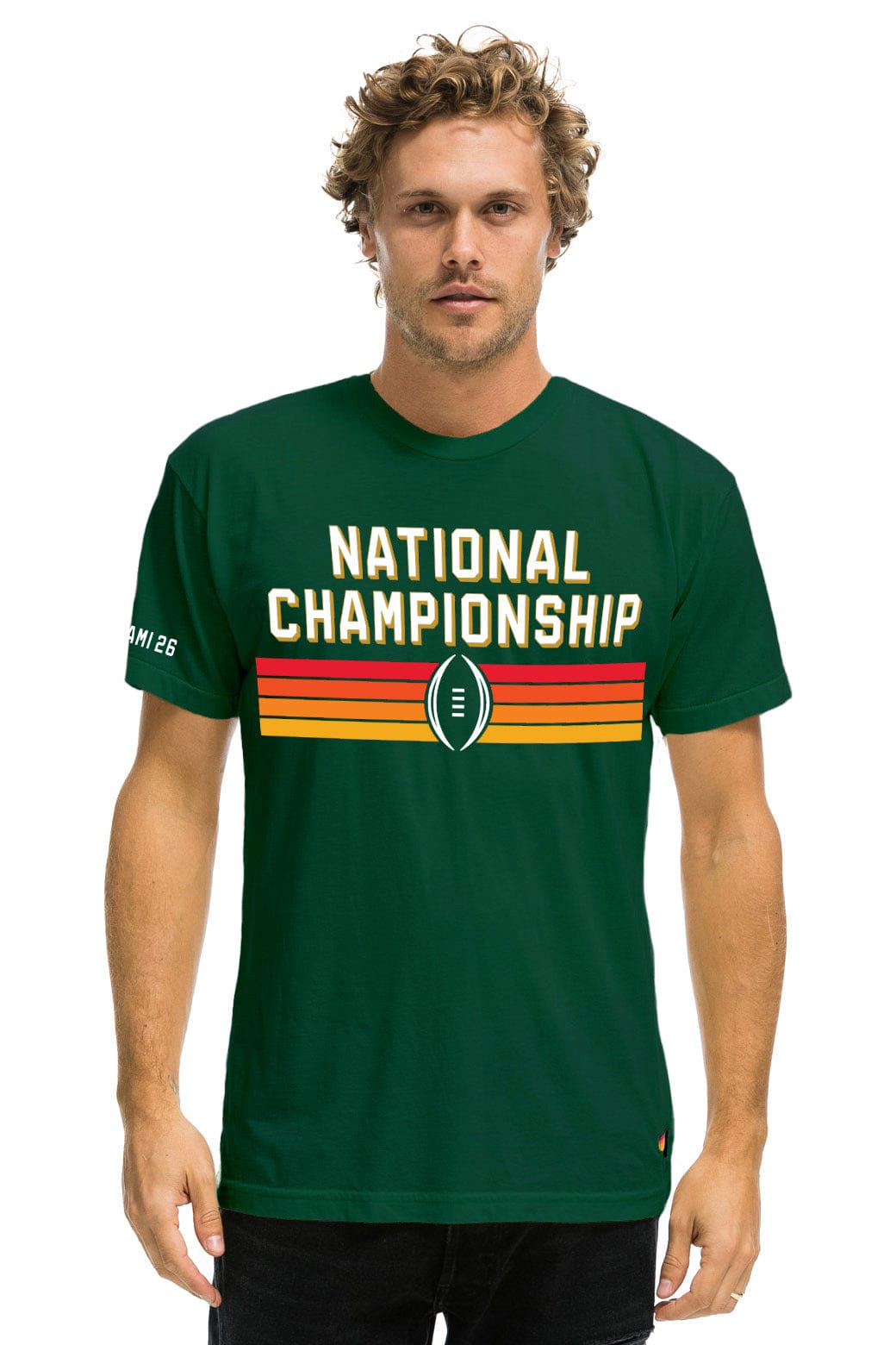 Retro UNIVERSITY OF MIAMI CFP 2026 CREW TEE SHIRT - MIAMI GREEN