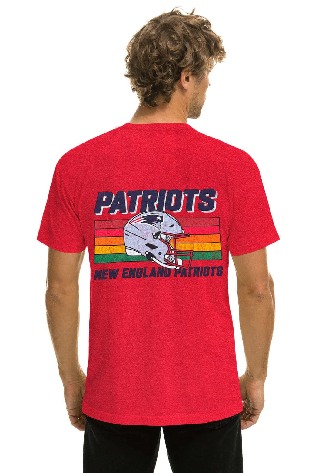 Retro NEW ENGLAND PATRIOTS HELMET CREW TEE SHIRT - FLASH RED