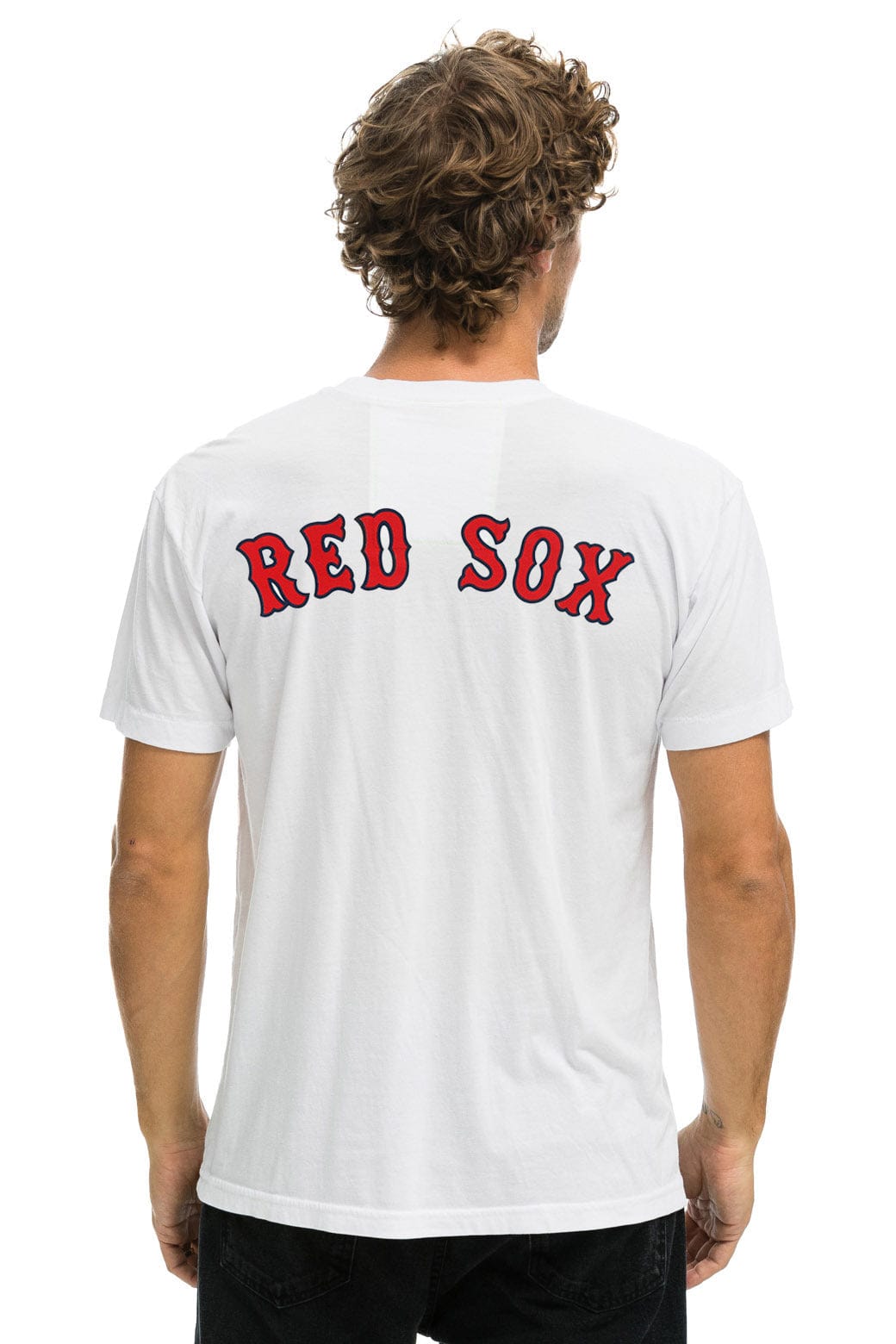 Retro RED SOX BOLT UNISEX CREW TEE - WHITE