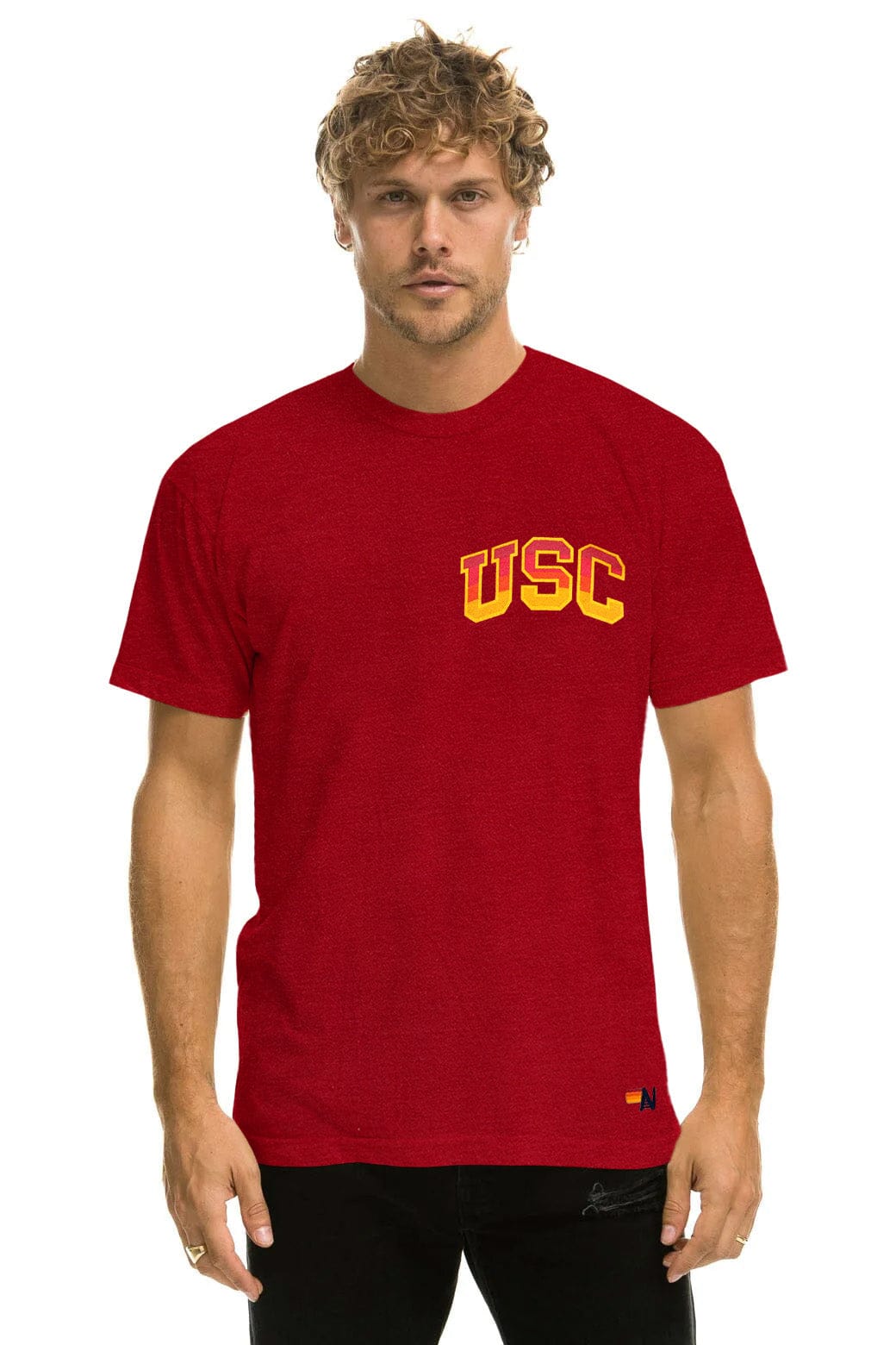 Retro UNIVERSITY OF SOUTHERN CALIFORNIA BOLT CREW TEE SHIRT - CARDINAL