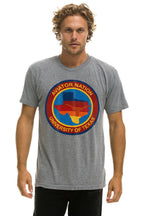 Retro UNIVERSITY OF TEXAS CIRCLE PRINT CREW TEE SHIRT - HEATHER