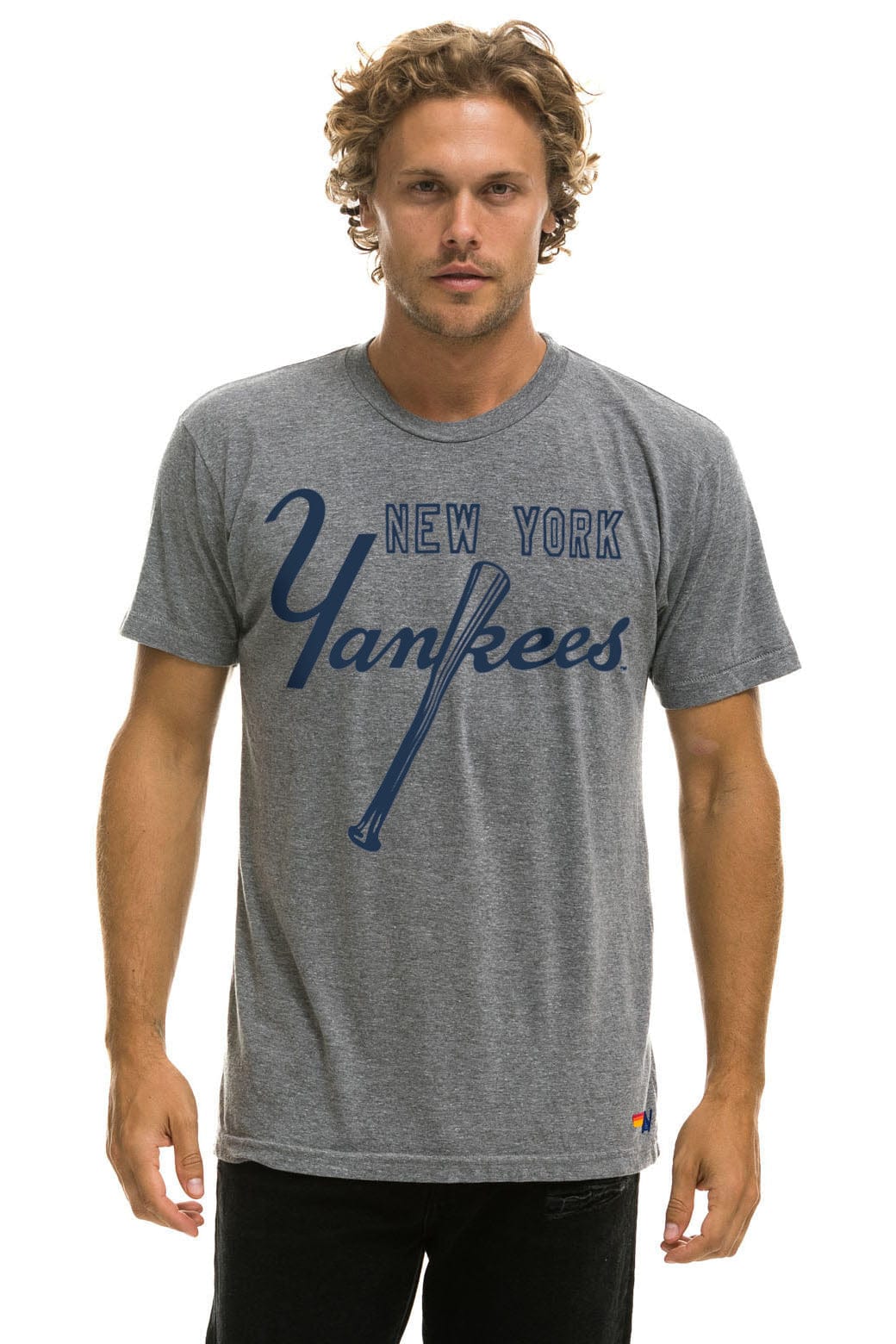 Retro NY YANKEES BOLT CREW TEE - HEATHER